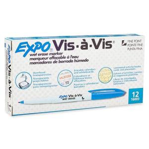 Expo Vis-a-Vis Fine Point Wet Erase Markers - (12 Pack) Blue