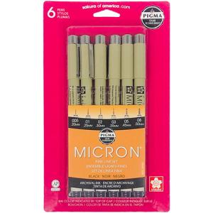 Sakura Pigma Micron Pen Set - (6 Pack) Black