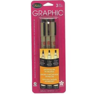 Pigma Graphic Black 3 Pen Set- 1mm, 2mm, 3mm