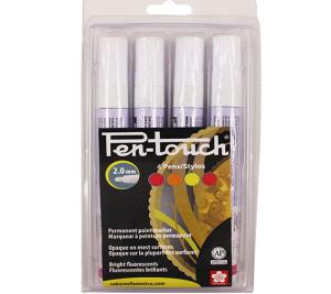 Sakura Pen-Touch Medium Set Flourescent Paint Markers- 4pc Set 42593