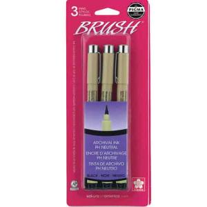 Sakura Pigma Micron Pen -Black, Brush (3pc)