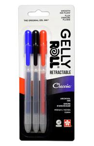 Sakura Retractable Classic Gelly Roll Pen - 3pk (red, black, blue)