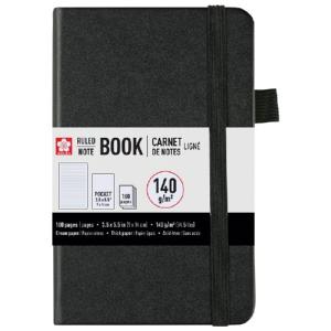 Sakura Pocket Notebook - Black, 3.5" x 5.5", Ruled  52437