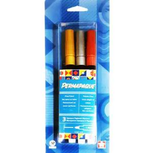 Sakura Permapaque Fine Metallic Paint Markers  (3 Pack)-Gold, Silver, Bronze