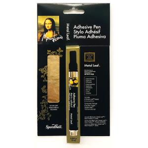 Speedball Mona Lisa Adhesive Pen & Simple Metal Leaf - (6 Pieces) Imitation Gold