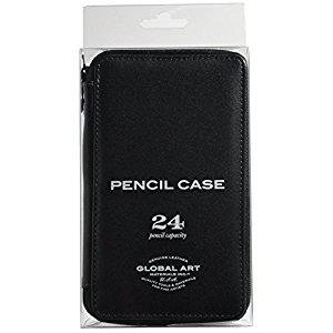 Speedball Global Art's Black Leather Pencil Case - Holds 24 Pencils  214240