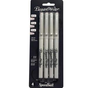 Speedball Elegant Writer Calligraphy Markers - (4 Pack) Assorted Nibs, Black