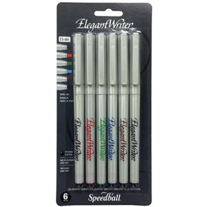 Speedball Elegant Writer Calligraphy Markers - (6 Pack) 2.5mm Assorted Colors