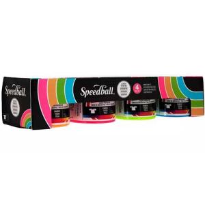 Speedball Screen Printing Fabric Ink Set-  Flourescents  4-4oz jars 45024