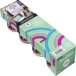 Speedball Screen Printing Fabric Ink Set- Energy Surge 4-4oz jars 45029