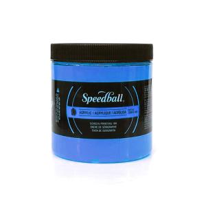 Speedball Screen Printing Acrylic Ink - (8oz/236.2ml) Fluorescent Blue