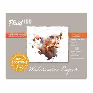 Fluid 100 Cold Press Watercolor Paper Easy-Block 16"  x 20"   (15 Sheets, 140lb)