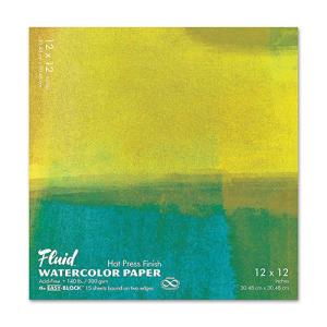 Fluid Watercolor Paper Easy-Block 12" x 12" - (15 Sheets, 140lb) Hot Press