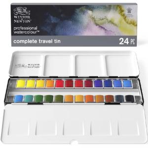 Winsor & Newton Professional Watercolor Travel Tin Set  (24 Half Pans)