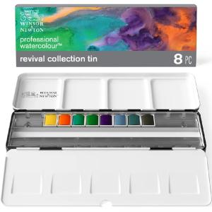 Winsor & Newton Professional Revival Collection Watercolor Travel Tin Set  (8 Half Pans)
