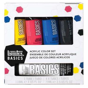 Liquitex Basics Acrylic 75ml Tube Set with 118ml White - (5 Pack)