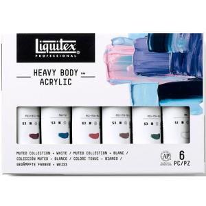 Liquitex Professional Heavy Body Acrylic Paint Set (2oz/59ml) - (6 Pack) Muted Collection + White