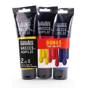 Liquitex Basics Acrylic Triple Pack 4oz/118ml Tubes - Yellow, Red & Blue