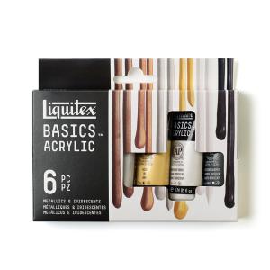 Liquitex Basics Acrylic Set (4oz/118ml) - (6 Pieces) Metallics & Iridescents   3699471