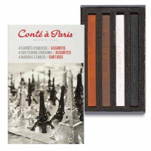Conté á Paris Assorted Matchbox Sketching Conte Crayons Set  4ct  50102ea