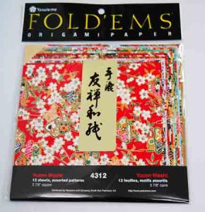 Yasutomo Fold'Ems Origami Paper 5 7/8" - (12 Sheets, Assorted Designs) Yuzen Reds