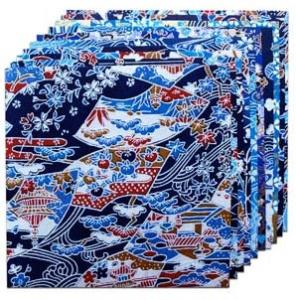 Yasutomo Origami Paper 4 5/8" - (10 Sheets, Assorted Designs) Yuzen Blue