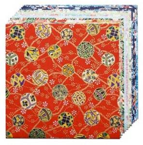 Yasutomo Origami Paper 5 7/8" - (12 Sheets, Assorted Designs & Colors) Yuzen Assorted